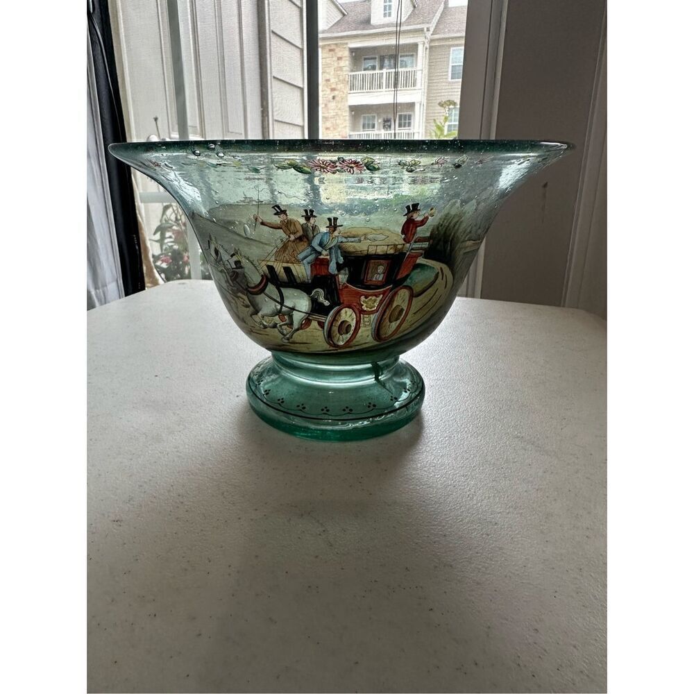 Extremely Rare Ludwig Moser Hand Blown, Hand Painted Enamel Bowl 🛑